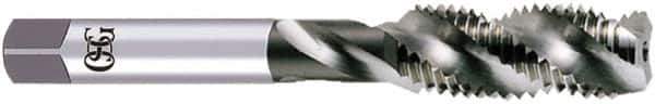 OSG - 5/8-18 UNF, 4 Flute, 50° Helix, Bottoming Chamfer, Bright Finish, High Speed Steel Spiral Flute STI Tap - Right Hand Flute, 4-1/4" OAL, 0.59" Shank Diam, 2" Thread Length, 3B Class of Fit, Series S108 - Exact Industrial Supply