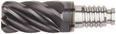 Kennametal - 1/2" Diam, 3/4" LOC, 6 Flute, 0.09" Corner Radius End Mill Head - Solid Carbide, AlTiN Finish, Duo-Lock 12 Connection, Spiral Flute, 37 & 39° Helix, Centercutting - Eagle Tool & Supply