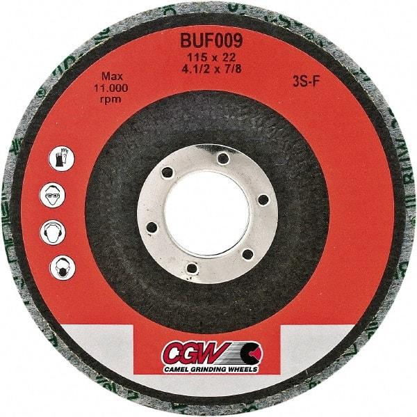 Camel Grinding Wheels - 4-1/2" Fine Grade Silicon Carbide Deburring Disc - 7/8" Center Hole, Arbor Connection, Gray, 11,000 Max RPM - Eagle Tool & Supply