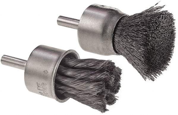 Camel Grinding Wheels - 1" Brush Diam, Knotted, End Brush - 1/4" Diam Shank, 1/4" Pilot Diam - Eagle Tool & Supply