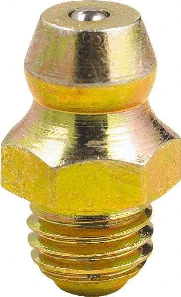 lumax - 0° Head Angle, 1/4-28 Taper Steel Taper Thread Grease Fitting - Zinc Plated Finish - Eagle Tool & Supply