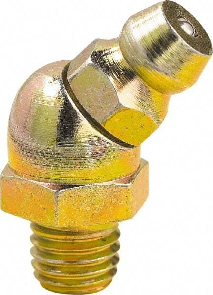 lumax - 45° Head Angle, 1/4-28 Taper Steel Taper Thread Grease Fitting - Zinc Plated Finish - Eagle Tool & Supply