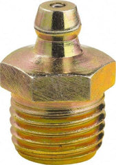 lumax - 0° Head Angle, 1/4 PTF Steel Taper Thread Grease Fitting - Zinc Plated Finish - Eagle Tool & Supply