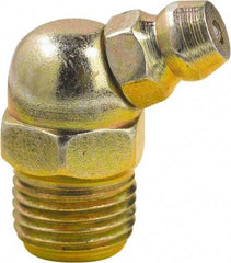 lumax - 45° Head Angle, 1/8 PTF Steel Taper Thread Grease Fitting - Zinc Plated Finish - Eagle Tool & Supply