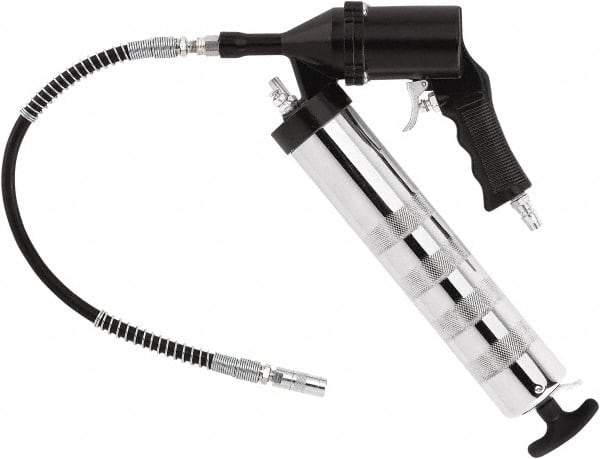 lumax - 6,000 Max psi, Rigid Air-Operated Grease Gun - 14 oz Capacity, 1/8 Thread Outlet, 28 Strokes per oz, 3-Way Fill - Eagle Tool & Supply