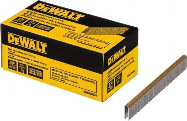 DeWALT - 9/16" Long x 0.0375" Wide, 20 Gauge Crowned Construction Staple - Steel, Galvanized Finish - Eagle Tool & Supply