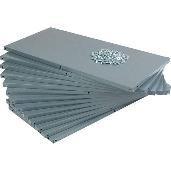Value Collection - 35.8" Wide, 1 High, Open Shelving Accessory/Component - 21 Gauge Steel, Powder Coat Finish, Use with Bins/Totes - Eagle Tool & Supply