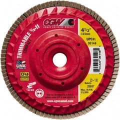 Camel Grinding Wheels - 40 Grit, 4-1/2" Disc Diam, 5/8-11 Center Hole, Compact Zirconia Alumina Flap Disc - 13,300 Max RPM, Poly Cotton Backing, Arbor Attaching System, Coated - Eagle Tool & Supply