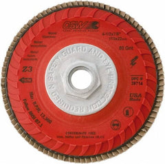 Camel Grinding Wheels - 120 Grit, 5" Disc Diam, 5/8-11 Center Hole, Compact Zirconia Alumina Flap Disc - 12,200 Max RPM, Poly Cotton Backing, Arbor Attaching System, Coated - Eagle Tool & Supply