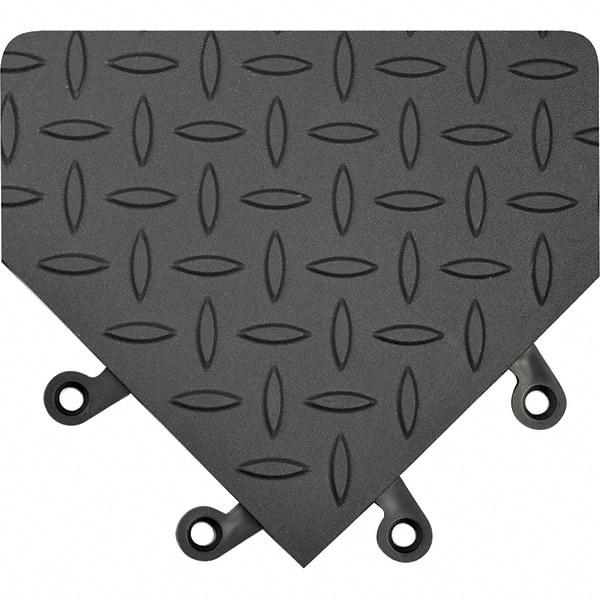 Wearwell - 18" Long x 18" Wide x 7/8" Thick, Anti-Fatigue Modular Matting Anti-Fatigue Flooring - Male, 4 Interlocking Sides, Black, For Dry & Wet Areas - Eagle Tool & Supply