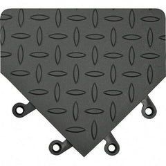 Wearwell - 18" Long x 18" Wide x 7/8" Thick, Anti-Fatigue Modular Matting Anti-Fatigue Flooring - Male, 4 Interlocking Sides, Black, For Dry & Wet Areas - Eagle Tool & Supply