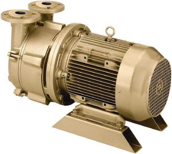 DEKKER Vacuum Technologies - 28.5 Hg Max, 3/8" FNPT Inlet & Discharge, Single Stage Liquid Ring Vaccum Pump - 6 CFM, 0.75 hp, Bronze Housing, Bronze Impeller, 3,500 RPM, 230/460 Volts - Eagle Tool & Supply