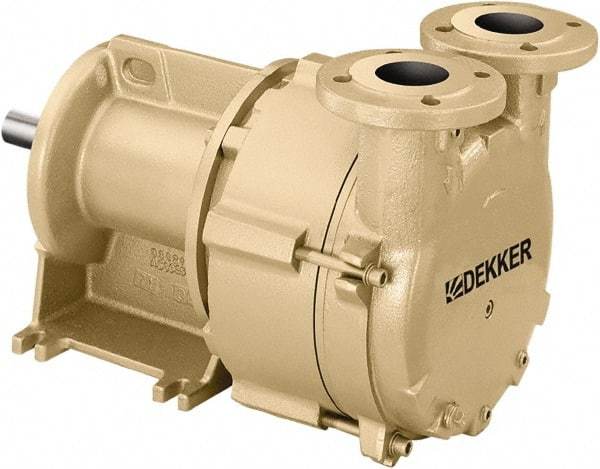 DEKKER Vacuum Technologies - 29 Hg Max, 1-1/2" ANSI 150# RF Flanged Inlet & Discharge, Single Stage Liquid Ring Vaccum Pump - 60 CFM, 5 hp, Cast Iron Housing, 316 Stainless Steel Impeller, 1,750 RPM, 230/460 Volts - Eagle Tool & Supply