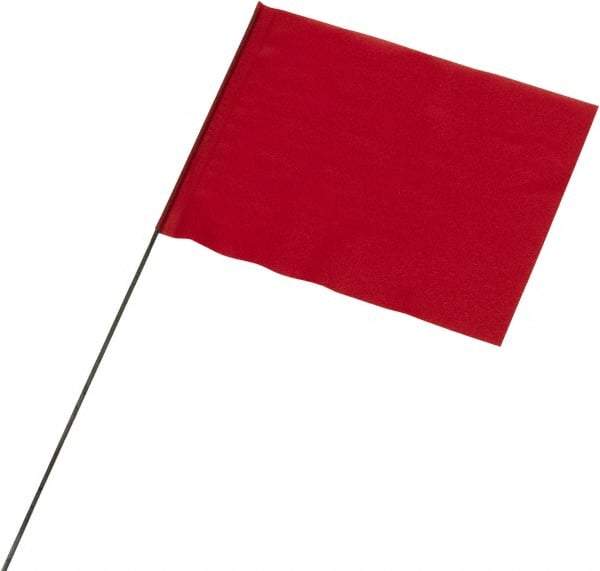 Ability One - 4" High x 5" Wide, Red PVC Marking Flag - 21" Overall Height - Eagle Tool & Supply