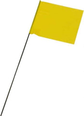 Ability One - 3" High x 3-1/2" Wide, Yellow PVC Marking Flag - 15" Overall Height - Eagle Tool & Supply