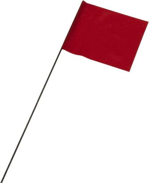 Ability One - 3" High x 3-1/2" Wide, Red PVC Marking Flag - 21" Overall Height - Eagle Tool & Supply