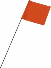 Ability One - 3" High x 3-1/2" Wide, Orange PVC Marking Flag - 21" Overall Height - Eagle Tool & Supply