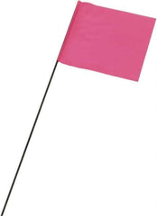 Ability One - 3" High x 3-1/2" Wide, Pink Glow PVC Marking Flag - 21" Overall Height - Eagle Tool & Supply