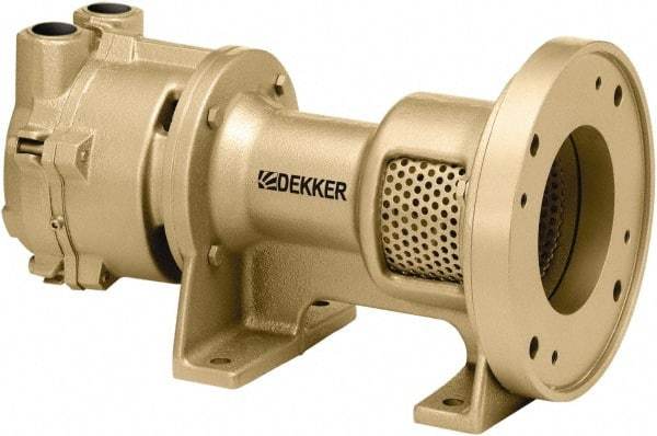 DEKKER Vacuum Technologies - 29 Hg Max, 1-1/2" ANSI 150# RF Flanged Inlet & Discharge, Single Stage Liquid Ring Vaccum Pump - 75 CFM, 5 hp, Cast Iron Housing, 316 Stainless Steel Impeller, 1,750 RPM, 230/460 Volts - Eagle Tool & Supply