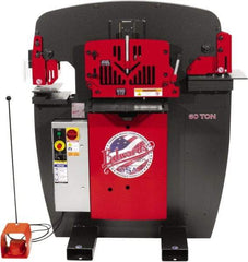 Edwards Manufacturing - 8-7/8" Throat Depth, 60 Ton Punch Pressure, 1-1/16" in 5/8" Punch Capacity Ironworker - 5 hp, 1 Phase, 230 Volts, 46-1/8" Wide x 56-1/8" High x 36-1/8" Deep - Eagle Tool & Supply