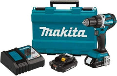 Makita - 18 Volt 1/2" Chuck Pistol Grip Handle Cordless Drill - 0-2000 RPM, Reversible, 2 Lithium-Ion Batteries Included - Eagle Tool & Supply