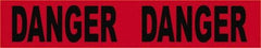 NMC - 200' Long x 3" Wide Roll, Vinyl, Black & Red Barricade Tape - Message: Danger - Eagle Tool & Supply