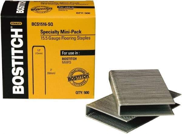 Stanley Bostitch - 2" Long x 1/2" Wide, 16 Gauge Crowned Construction Staple - Grade S4 Steel, Chisel Point - Eagle Tool & Supply