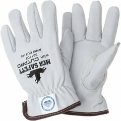 MCR Safety - Size L, ANSI Cut Lvl A4, Puncture Lvl 3, Goatskin Leather Cut Resistant Gloves - Eagle Tool & Supply