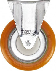 Caster Connection - 5" Diam x 1-1/4" Wide x 6-1/4" OAH Top Plate Mount Rigid Caster - Polyurethane, 450 Lb Capacity, Sealed Precision Ball Bearing, 2-3/8 x 3-5/8" Plate - Eagle Tool & Supply