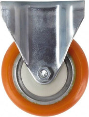 Caster Connection - 4" Diam x 1-1/4" Wide x 5-1/8" OAH Top Plate Mount Rigid Caster - Polyurethane, 400 Lb Capacity, Sealed Precision Ball Bearing, 2-3/8 x 3-5/8" Plate - Eagle Tool & Supply