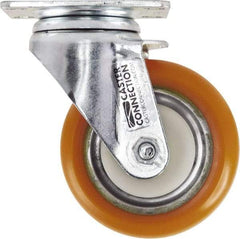 Caster Connection - 4" Diam x 1-1/4" Wide x 5-1/8" OAH Top Plate Mount Swivel Caster - Polyurethane, 400 Lb Capacity, Sealed Precision Ball Bearing, 2-3/8 x 3-5/8" Plate - Eagle Tool & Supply