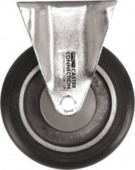 Caster Connection - 5" Diam x 1-1/4" Wide x 6-1/4" OAH Top Plate Mount Rigid Caster - Polyurethane, 450 Lb Capacity, Sealed Precision Ball Bearing, 2-3/8 x 3-5/8" Plate - Eagle Tool & Supply