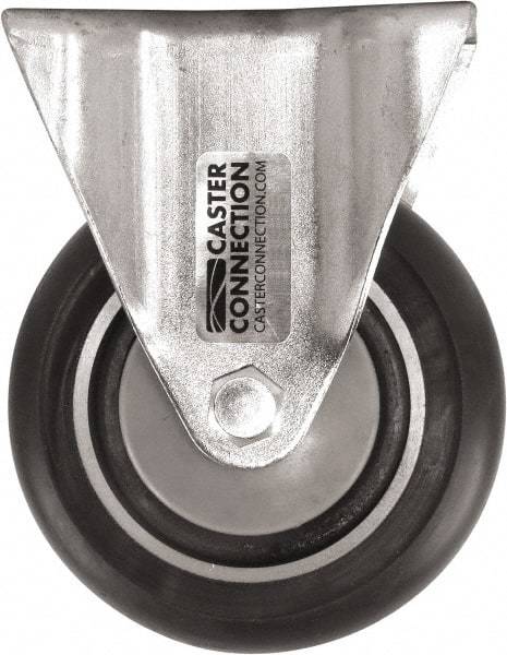 Caster Connection - 4" Diam x 1-1/4" Wide x 5-1/8" OAH Top Plate Mount Rigid Caster - Polyurethane, 400 Lb Capacity, Sealed Precision Ball Bearing, 2-3/8 x 3-5/8" Plate - Eagle Tool & Supply