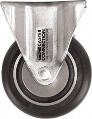 Caster Connection - 4" Diam x 1-1/4" Wide x 5-1/8" OAH Top Plate Mount Rigid Caster - Polyurethane, 400 Lb Capacity, Sealed Precision Ball Bearing, 2-3/8 x 3-5/8" Plate - Eagle Tool & Supply