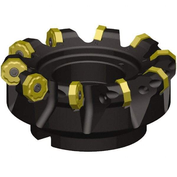 Kennametal - 100mm Cut Diam, 32mm Arbor Hole, 5.5mm Max Depth of Cut, 46.5° Indexable Chamfer & Angle Face Mill - 6 Inserts, ON.X080608.. Insert, Right Hand Cut, 6 Flutes, Series MILL 16 - Eagle Tool & Supply