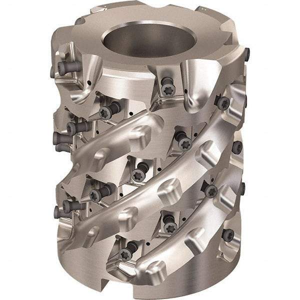 Seco - 35 Inserts, 3" Cut Diam, 1-1/4" Arbor Diam, 81mm Max Depth of Cut, Indexable Square-Shoulder Face Mill - 90° Lead Angle, 95mm High, LOEX-12 Insert Compatibility, Through Coolant, Series R220.94 - Eagle Tool & Supply