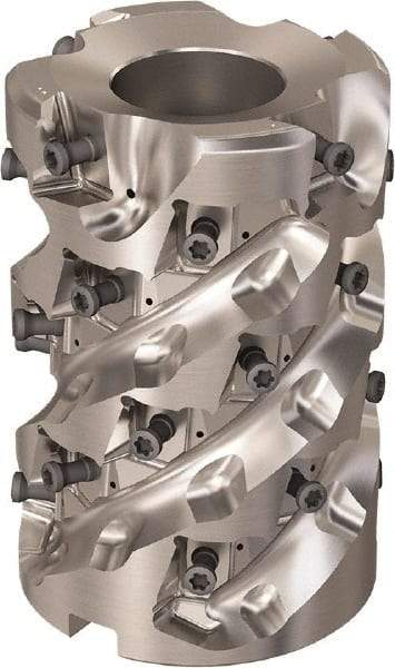 Seco - 28 Inserts, 63.4mm Cut Diam, 1" Arbor Diam, 81mm Max Depth of Cut, Indexable Square-Shoulder Face Mill - 90° Lead Angle, 93mm High, LOEX-12 Insert Compatibility, Through Coolant, Series R220.94 - Eagle Tool & Supply