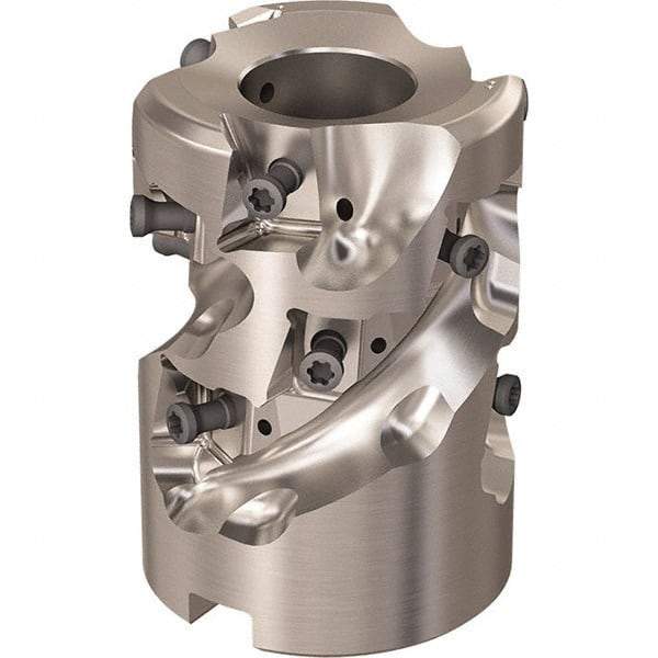 Seco - 12 Inserts, 50.7mm Cut Diam, 1" Arbor Diam, 47mm Max Depth of Cut, Indexable Square-Shoulder Face Mill - 90° Lead Angle, 70mm High, LOEX-12 Insert Compatibility, Through Coolant, Series R220.94 - Eagle Tool & Supply