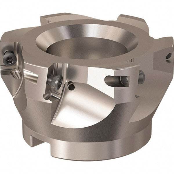 Seco - 6 Inserts, 84mm Cut Diam, 27mm Arbor Diam, 17mm Max Depth of Cut, Indexable Square-Shoulder Face Mill - 90° Lead Angle, 50mm High, XO.X 18.. Insert Compatibility, Through Coolant, Series R220.69 - Eagle Tool & Supply