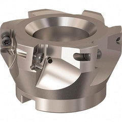 Seco - 6 Inserts, 84mm Cut Diam, 27mm Arbor Diam, 17mm Max Depth of Cut, Indexable Square-Shoulder Face Mill - 90° Lead Angle, 50mm High, XO.X 18.. Insert Compatibility, Through Coolant, Series R220.69 - Eagle Tool & Supply