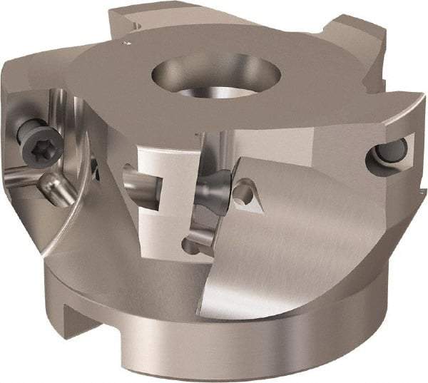 Seco - 5 Inserts, 66mm Cut Diam, 27mm Arbor Diam, 17mm Max Depth of Cut, Indexable Square-Shoulder Face Mill - 90° Lead Angle, 40mm High, XO.X 12.. Insert Compatibility, Through Coolant, Series R220.69 - Eagle Tool & Supply