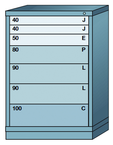 44.25 x 28.25 x 30'' (7 Drawers) - Pre-Engineered Modular Drawer Cabinet Counter Height (137 Compartments) - Eagle Tool & Supply