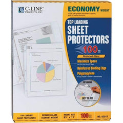 C-LINE - 100 Piece Clear Sheet Protectors-Ring Binder - 11" High x 8-1/2" Wide - Eagle Tool & Supply