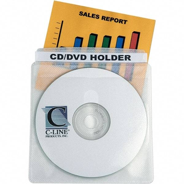 C-LINE - 50 Piece Clear/White CD/DVD Envelope - 5-3/4" High x 5.38" Wide - Eagle Tool & Supply