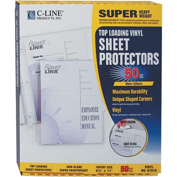 C-LINE - 50 Piece Clear Sheet Protectors-Ring Binder - 11" High x 8-1/2" Wide - Eagle Tool & Supply