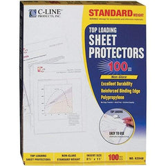 C-LINE - 100 Piece Clear Sheet Protectors-Ring Binder - 11" High x 8-1/2" Wide - Eagle Tool & Supply