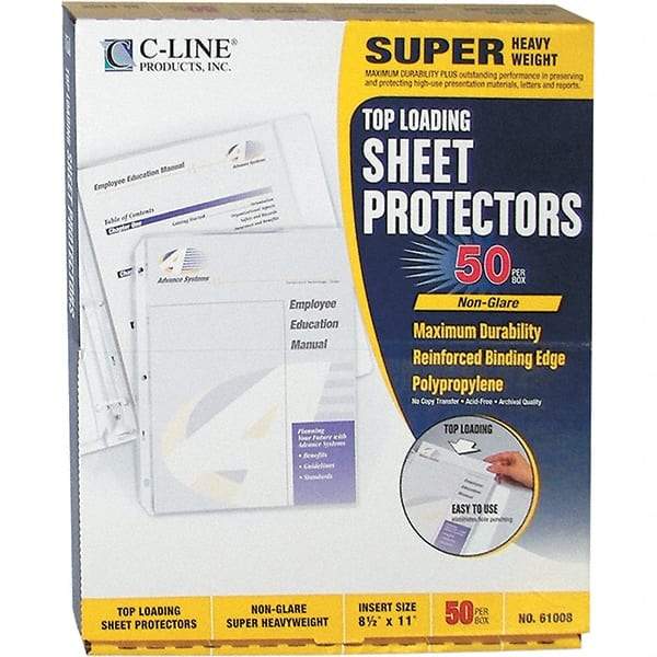 C-LINE - 50 Piece Clear Sheet Protectors-Ring Binder - 11" High x 8-1/2" Wide - Eagle Tool & Supply