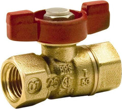 Legend Valve - 1/8" Pipe, Standard Port, Brass Standard Ball Valve - 2 Piece, FNPT x FNPT Ends, Tee Handle, 400 WOG, 125 WSP - Eagle Tool & Supply