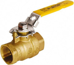 Legend Valve - 1" Pipe, Full Port, Brass Full Port Ball Valve - 2 Piece, FNPT x FNPT Ends, Locking Lever Handle, 600 WOG, 150 WSP - Eagle Tool & Supply