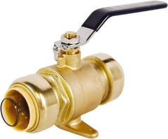 Legend Valve - 1" Pipe, Full Port, Lead Free Brass Full Port Ball Valve - 2 Piece, Push-to-Connect x Push-to-Connect x Push-to-Connect Ends, Lever Handle, 200 WOG - Eagle Tool & Supply